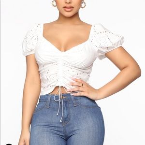 White cropped top